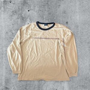 Vintage Nautica Jeans Co. Cream Graphic Long Sleeve Striped T-Shirt Size XL 90s
